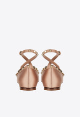 Rockstud Satin Ballet Flats