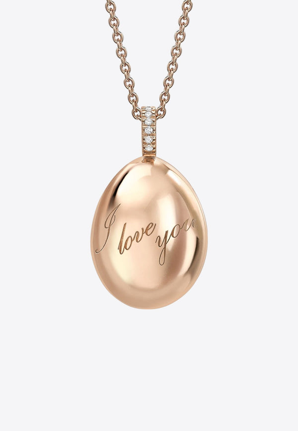Essence I Love You Egg Pendant Necklace in 18-karat Rose Gold