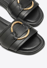 Bell Logo Plaque Calf Leather Flat Sandals