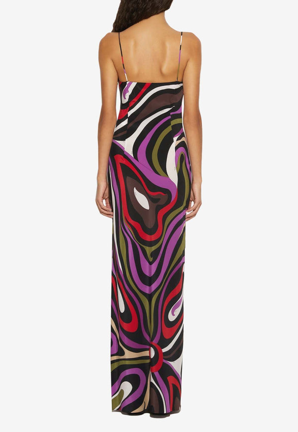 Marmo Print Maxi Silk Dress