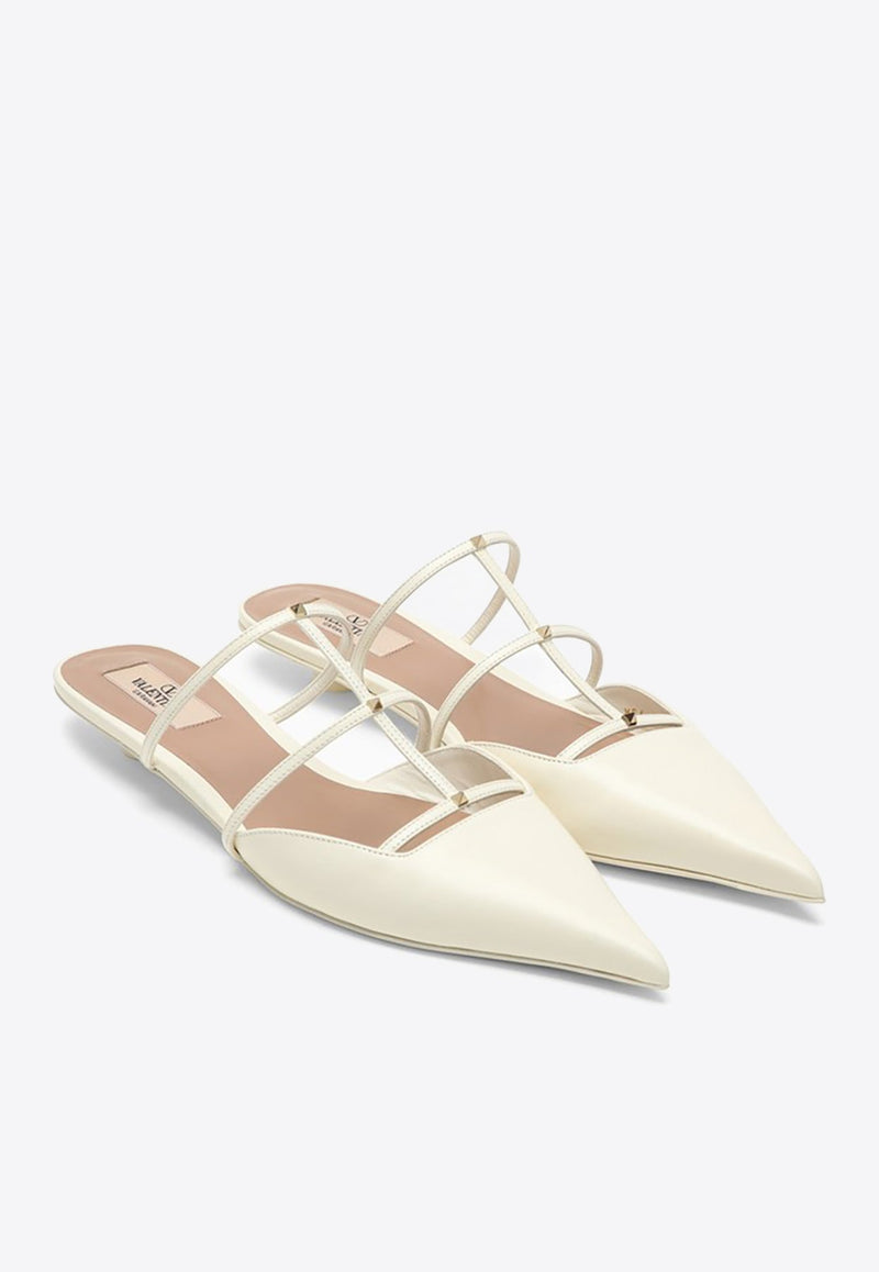 Wispy Rockstud Leather Flat Mules