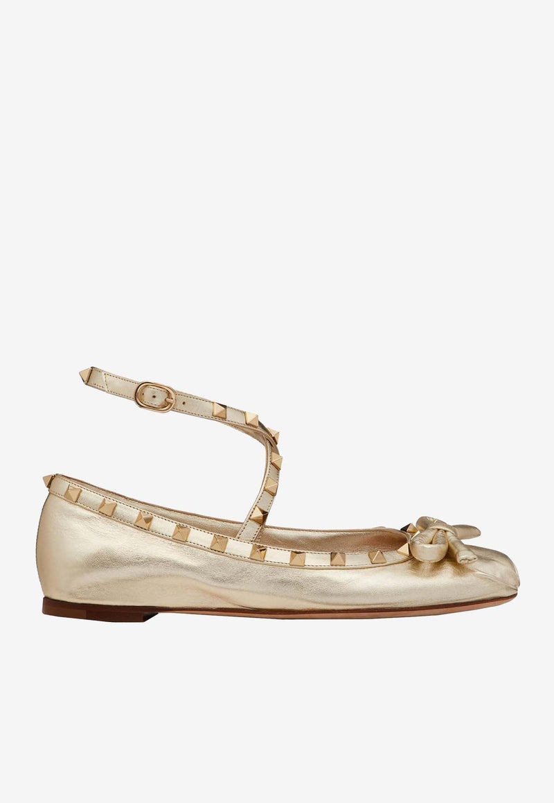 Rockstud Ballerinas in Laminated Nappa Leather