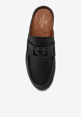 VLogo Almond-Toe Leather Slippers