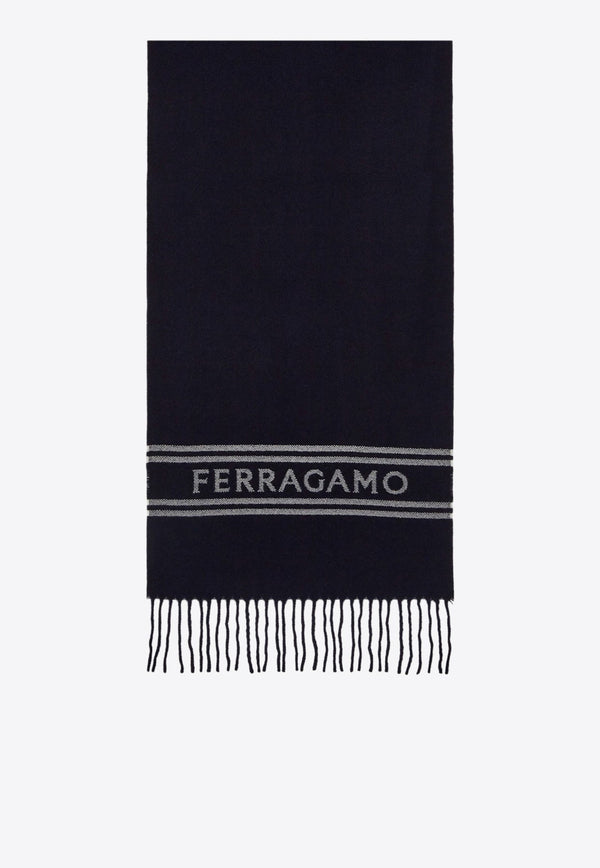 Logo Cashmere Fringed Scarf