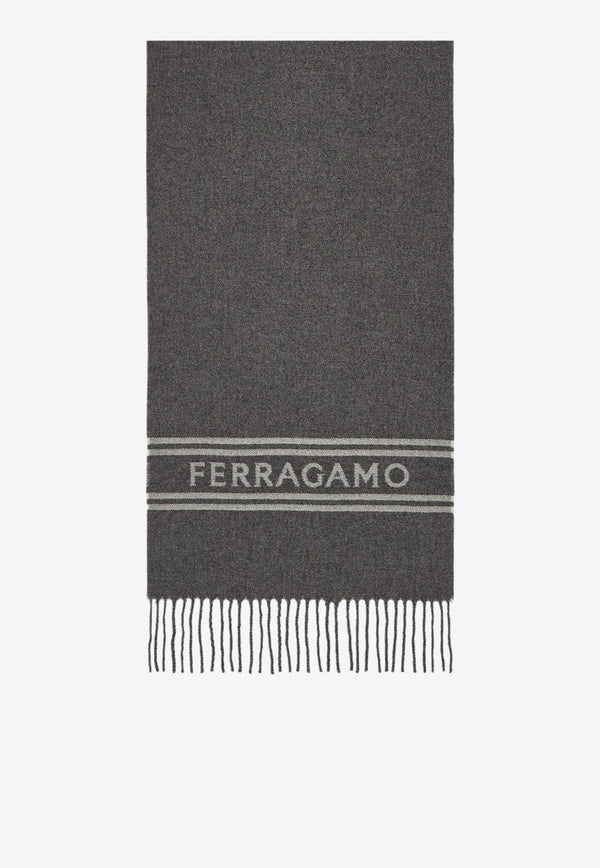 Logo Cashmere Fringed Scarf