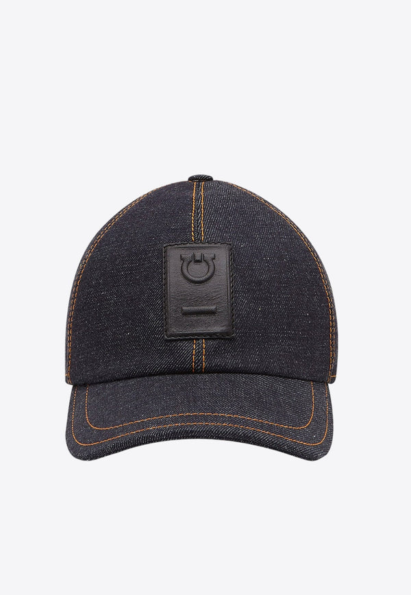 Gancini Patch Denim Baseball Cap