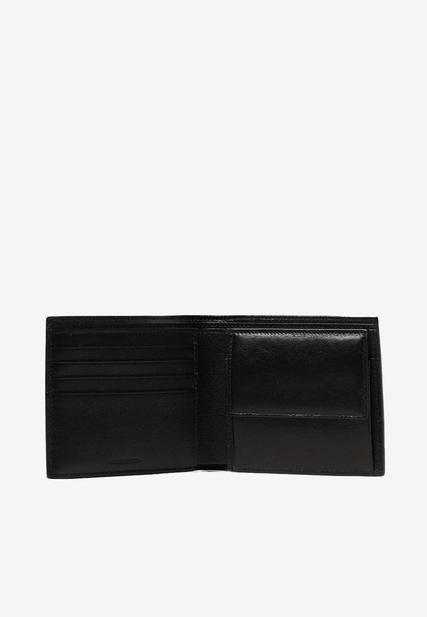 Logo Bi-Fold Wallet in Croc-Embossed Leather