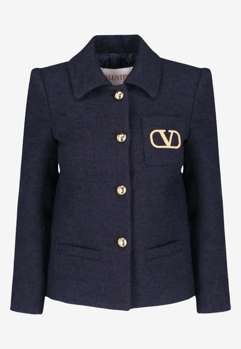 VLogo Single-Breasted Tweed Blazer