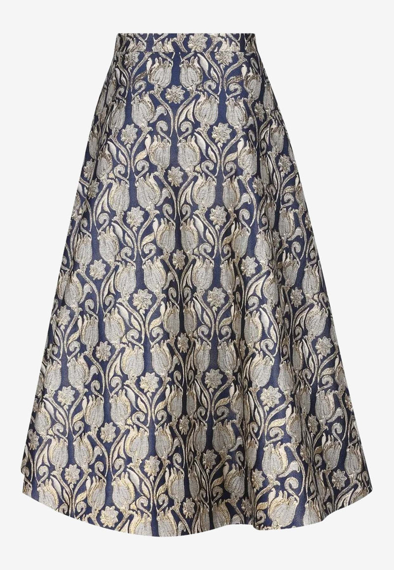 Metamorphos Tulips Brocade Midi Skirt