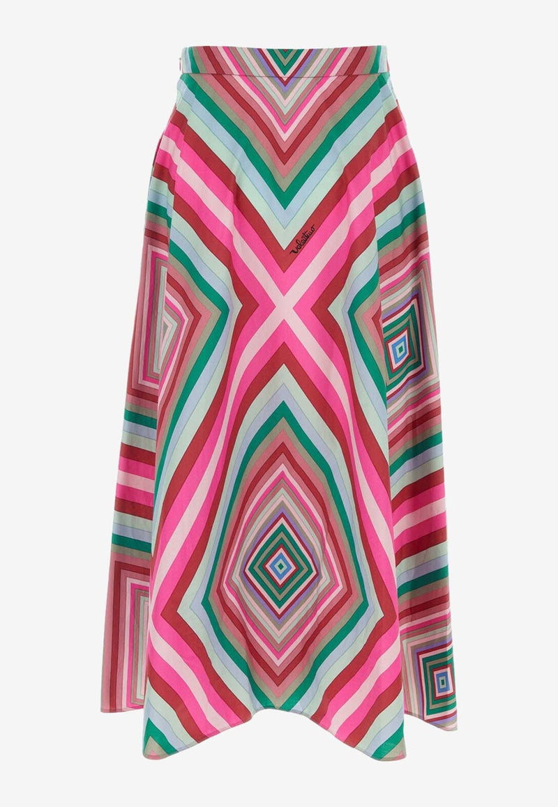 Geometric Print Midi Skirt