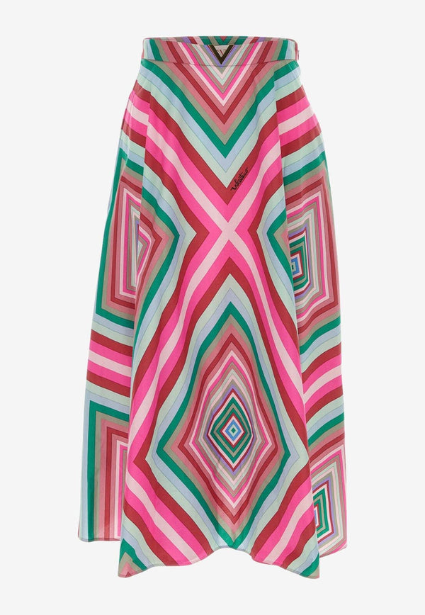 Geometric Print Midi Skirt