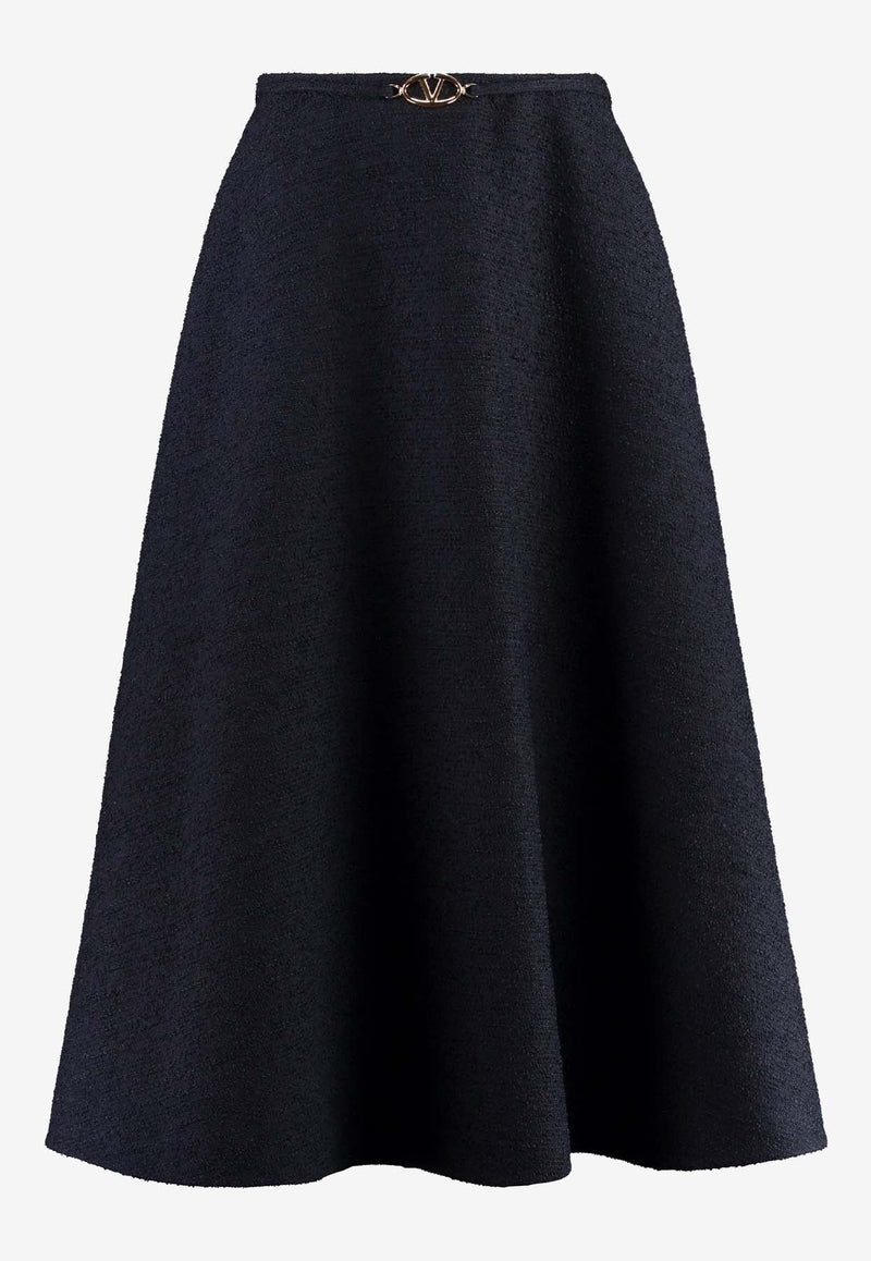 VLogo Boucle Flared Midi Skirt