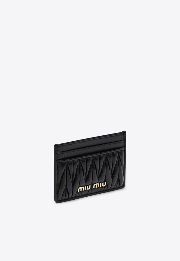 Logo Lettering Quilted Leather Cardholder