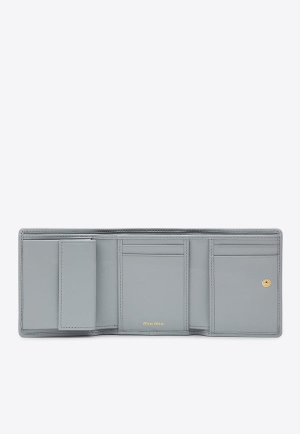 Logo Lettering Matelassé Leather Wallet