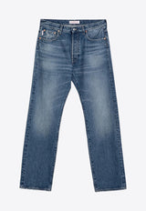 Straight-Leg Washed Jeans