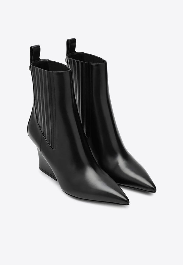 VLogo Lockette 75 Brushed Leather Ankle Boots