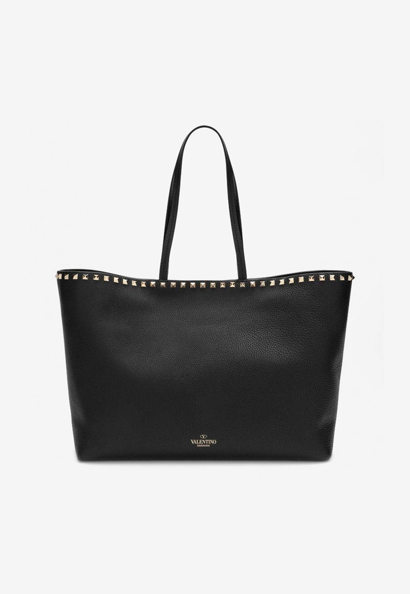 Rockstud Grained Leather Tote Bag