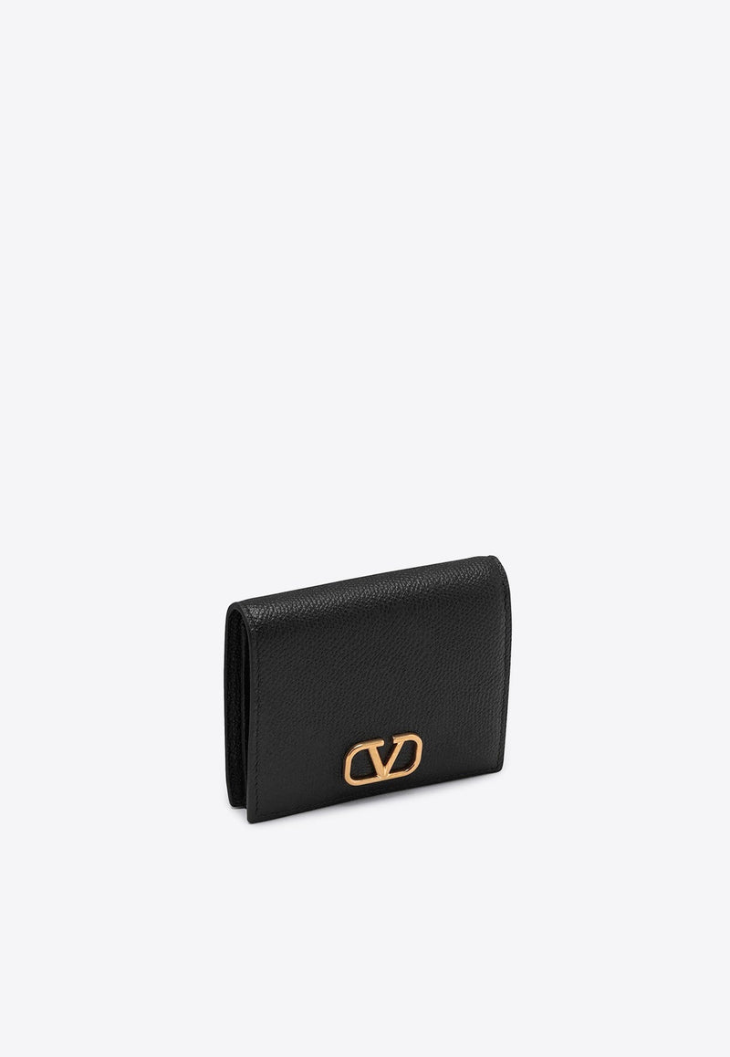 Signature VLogo Compact Leather Wallet