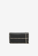 Rockstud Grained Leather Chain Clutch