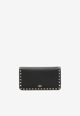 Rockstud Grained Leather Chain Clutch