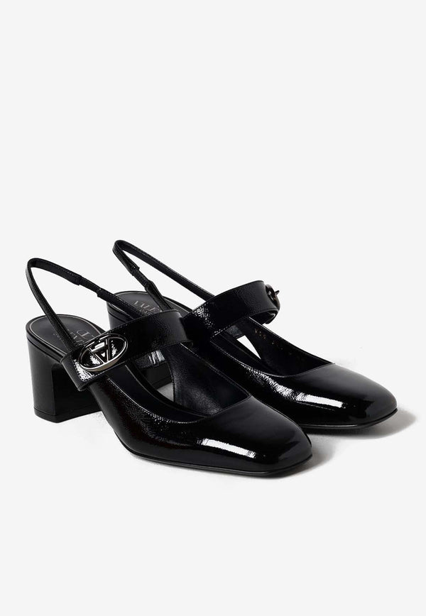 VLogo Locker 60 Mary-Jane Slingback Pumps in Patent Leather