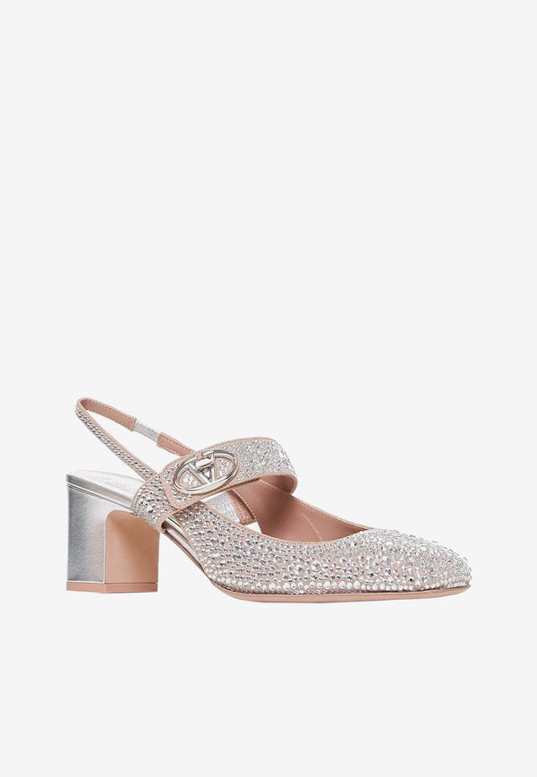 VLogo Locker 60 Mary-Jane Crystal Slingback Pumps