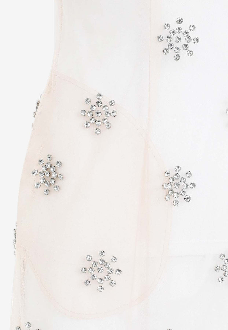 Crystal-Embellished Sheer Midi Dress