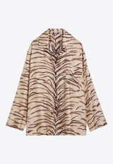 Tiger Print Long-Sleeved Silk Shirt
