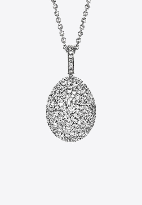 Emotion Diamond Egg Pendant Necklace in 18-karat White Gold