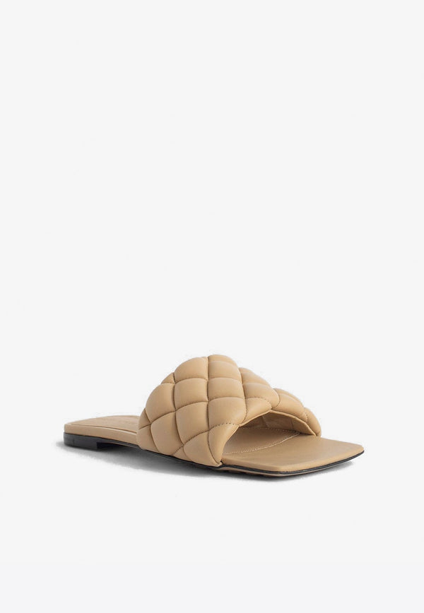 Padded Flat Sandals in Quilted Leather