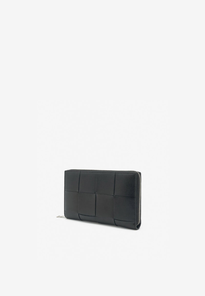 Intreccio Zip-Around Wallet in Grained Leather