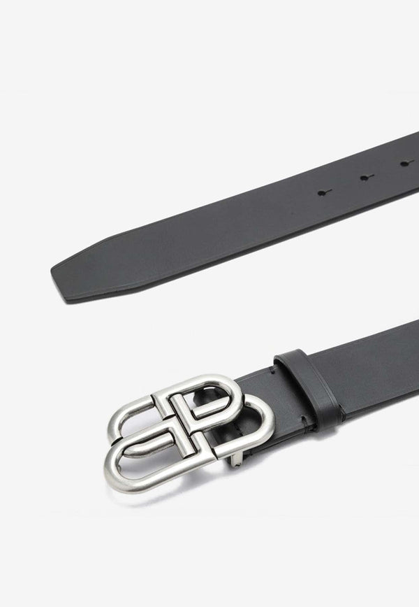 Logo Buckle Belt in Leather