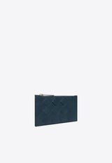 Intrecciato Zip Cardholder in Calf Leather