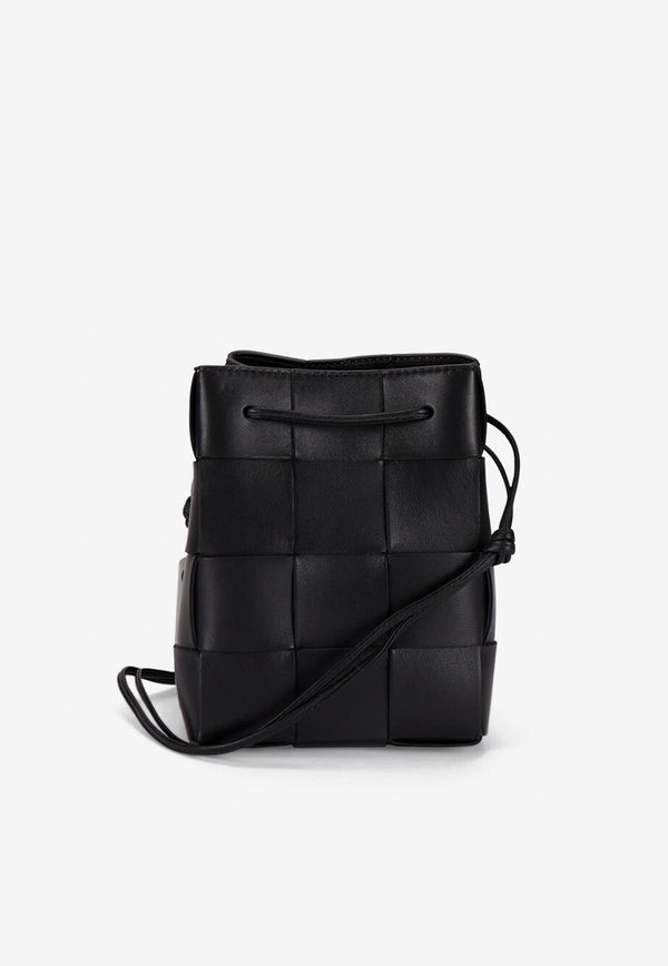 Small Cassette Bucket Bag in Intreccio Leather