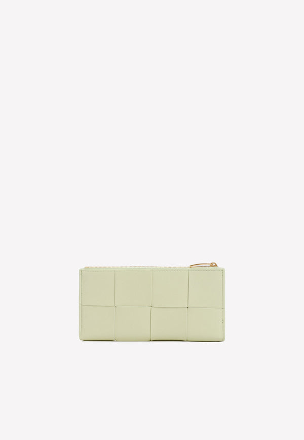 Bi-Fold Zip Wallet in Intrecciato Calf Leather