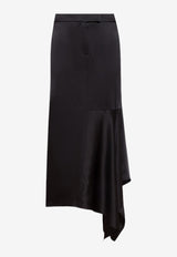 Asymmetric Midi Silk Skirt