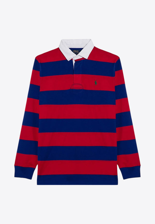 Striped Long-Sleeved Polo T-shirt