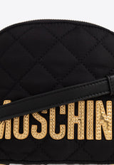 Logo Lettering Quilted Leather Shoulder Bag