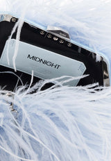 Midnight Feather-Embellished Clutch Bag