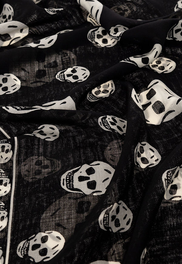 Skull Print Wool Scarf