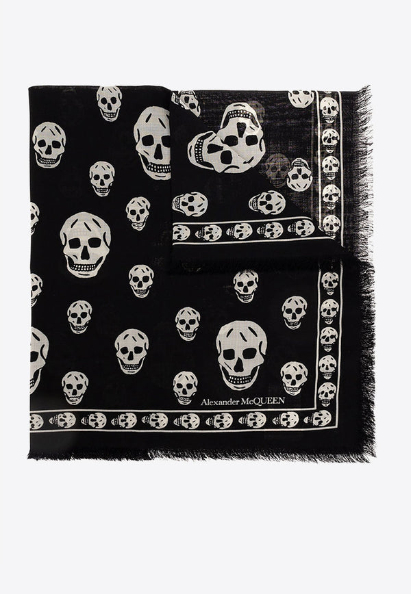 Skull Print Wool Scarf