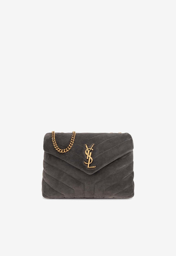 Small Loulou Shoulder Bag in Quilted Suede