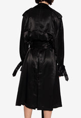 Belted Satin Trench Dress
