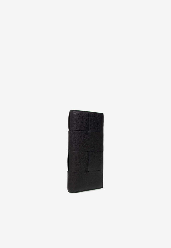 Slim Long Wallet in Intreccio Grained Leather