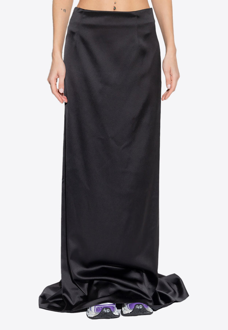 Draped Maxi Satin Skirt