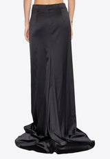 Draped Maxi Satin Skirt