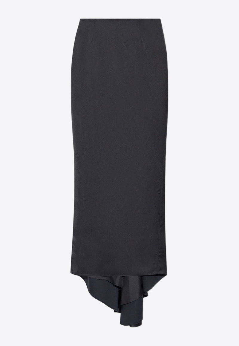 Draped Maxi Satin Skirt