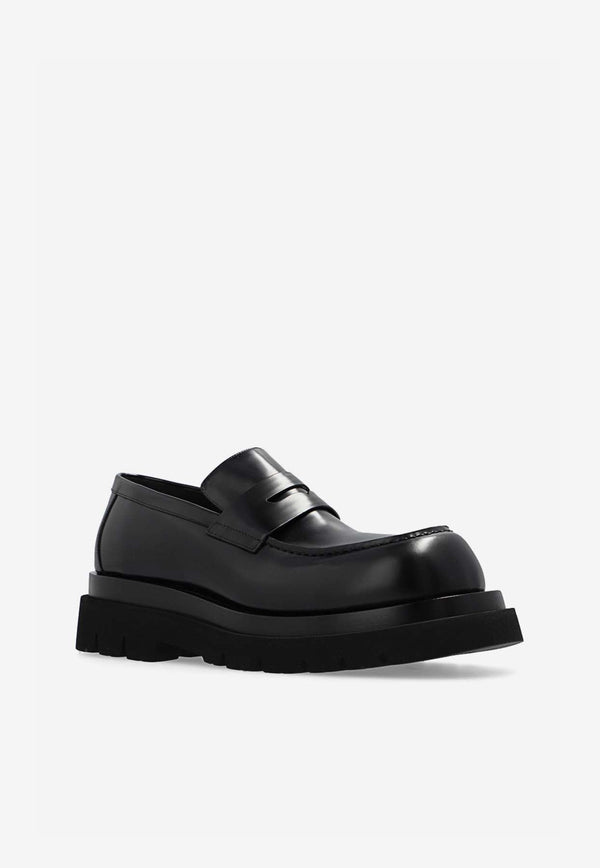 Leather Flatform Penny Loafers