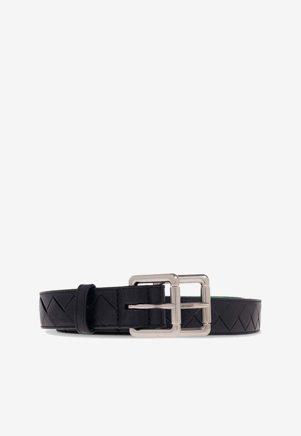 Double-Buckle Leather Belt