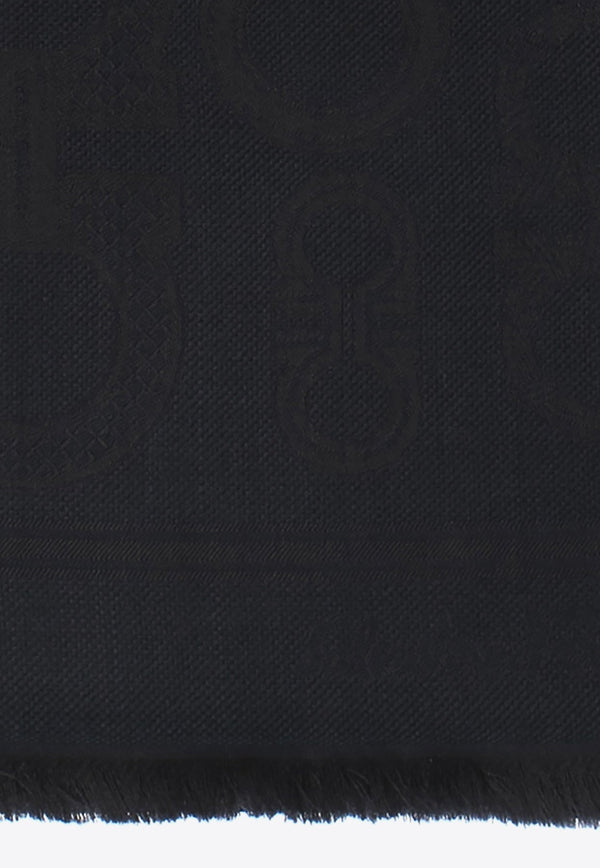 Gancini Jacquard Wool Silk Scarf